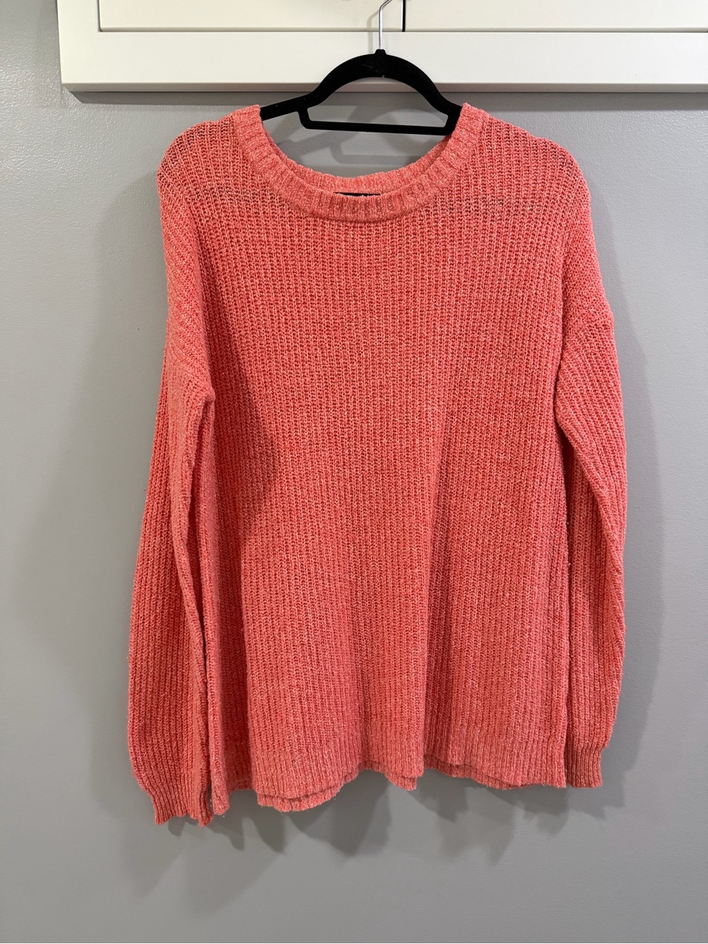Rubbish Coral-Pink Crewneck Knit Sweater